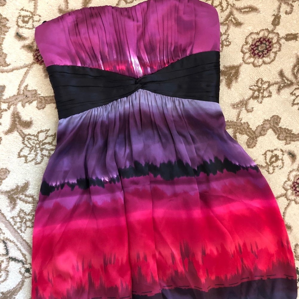 Bebe mini strapless silk dress